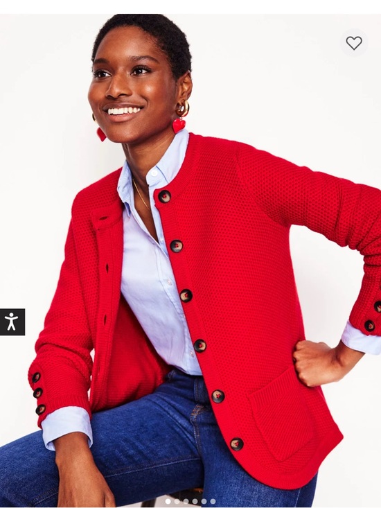 Boden Sweaters - Boden Wool Red Button Up Knit textured stitch Cardigan sweater size 6